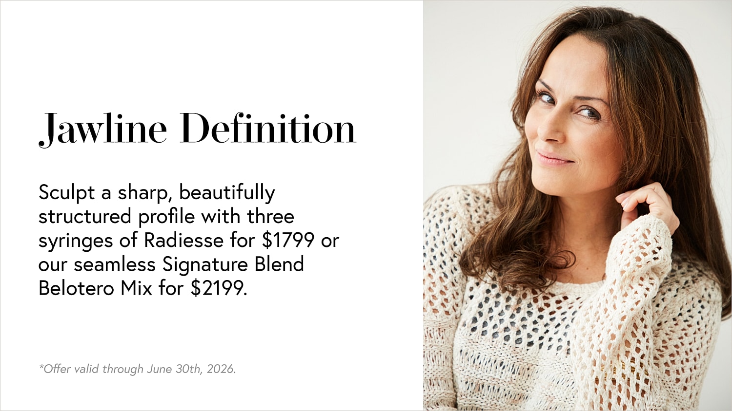 Jawline enhancement advertisement with pricing details