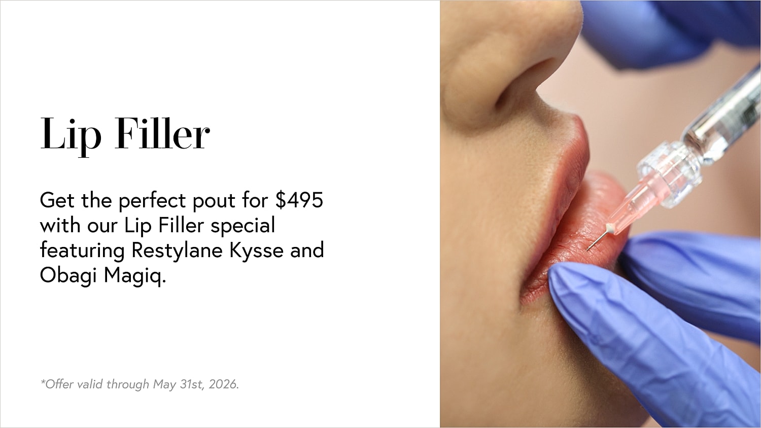 Lip filler injection procedure in progress.